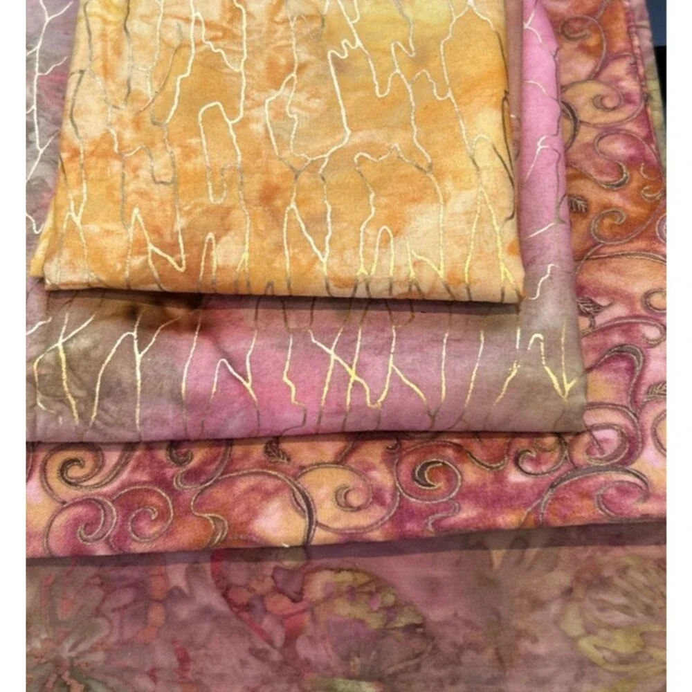 Batik Sunset Colors Fabric Lot Quilting Crafts Sewing Art Project Cotton 4 Pc